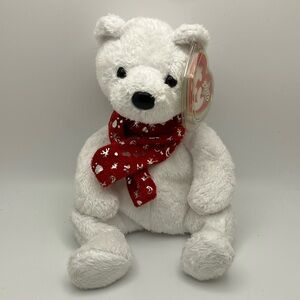 3/$30 | TY Beanie Baby | 2000 Holiday Teddy the White Teddy Bear with Red Scarf
